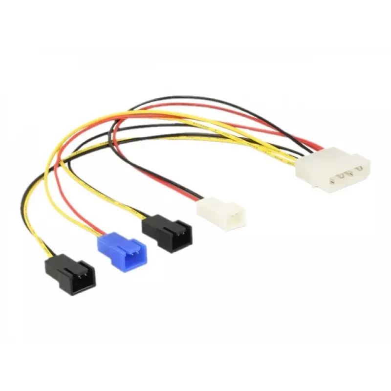 DeLOCK Molex 4 pin > 4 x 2 pin ventoinha (12 V / 7 V / 5 V) - Cabo de alimentação para ventoinha - alimentação interna, 4 pinos (M) para Molex, 2 pinos - 20 cm