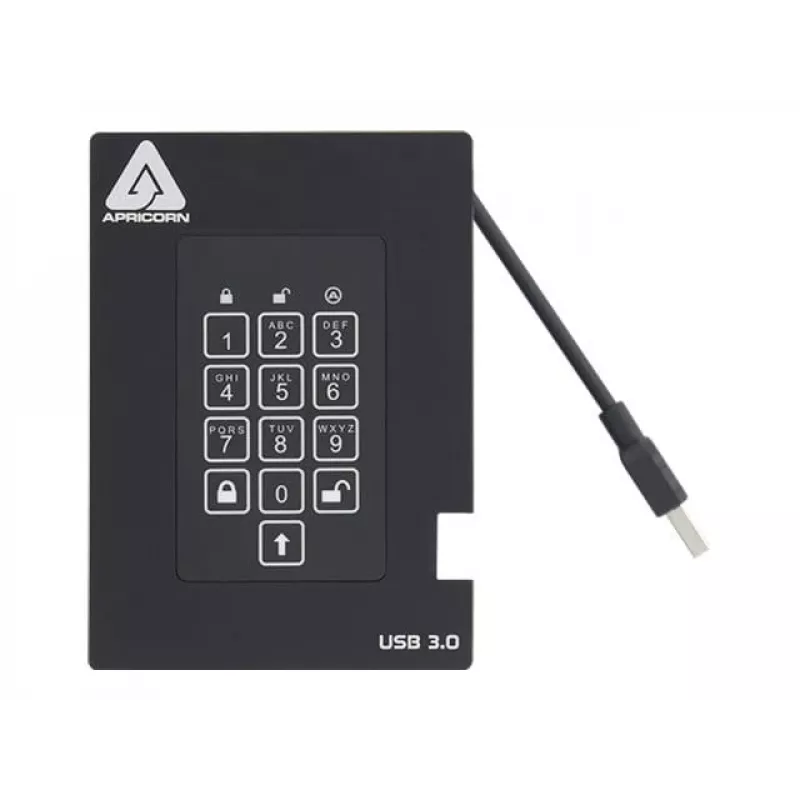 Apricorn SSD ext. 2,5 1TB Aegis Padlock Fortress USB 3.0 256-bit AES-XTS, FIPS 140-2 Lvl2, 4utilizadores (A25-3PL256-S1000F)