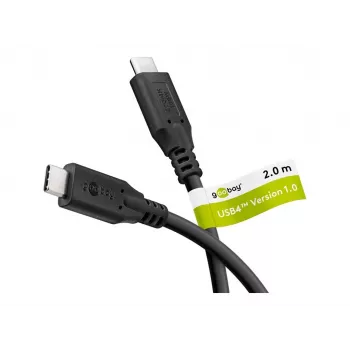 Cabo USB-C™ Goobay, USB4™, 100 W, 20 Gbit/s, Power Delivery, 2 m, preto | Goobay