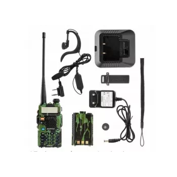 Rádio bidirecional portátil Baofeng UV-5R 5W HT camuflado — FM dual-band, 5 W, bateria de 1800 mAh