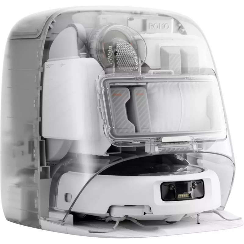 Robô aspirador com função de lavagem DJI ROMO P (versão com depósito de água) — cinzento/branco, 0,26 l de pó, 4 l de água limpa / 3,2 l de água suja, bateria de 5000 mAh