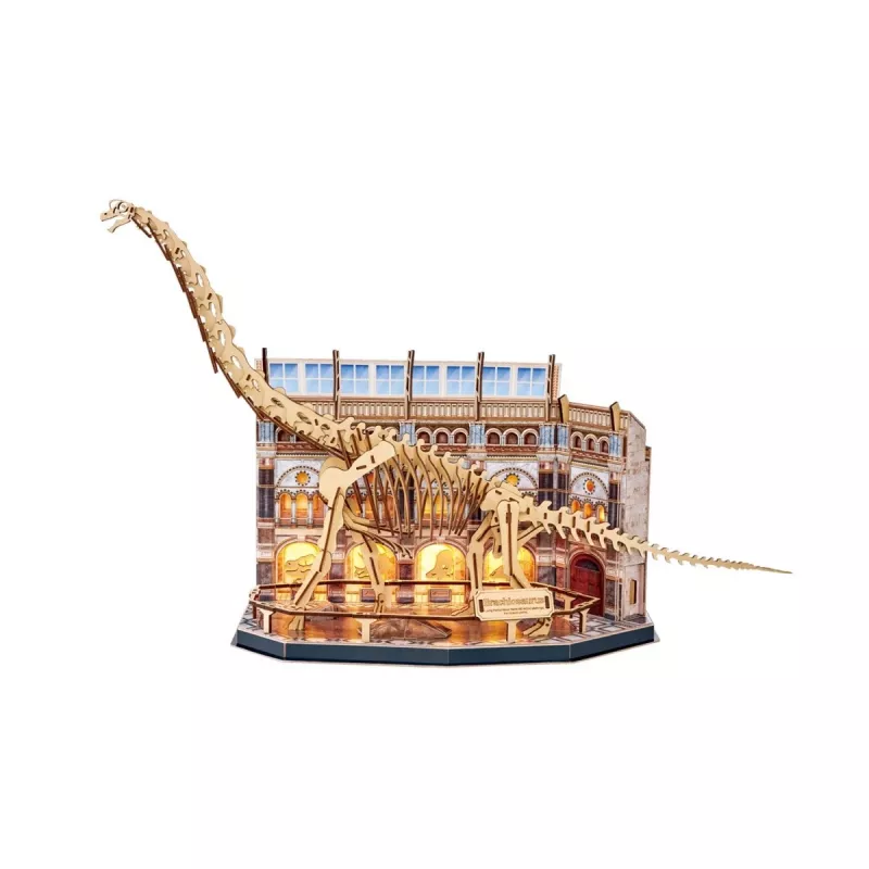 Puzzle 3D LED Dante CubicFun NatMus Brachiosaurus 05447 – modelo educativo de montagem com luz LED