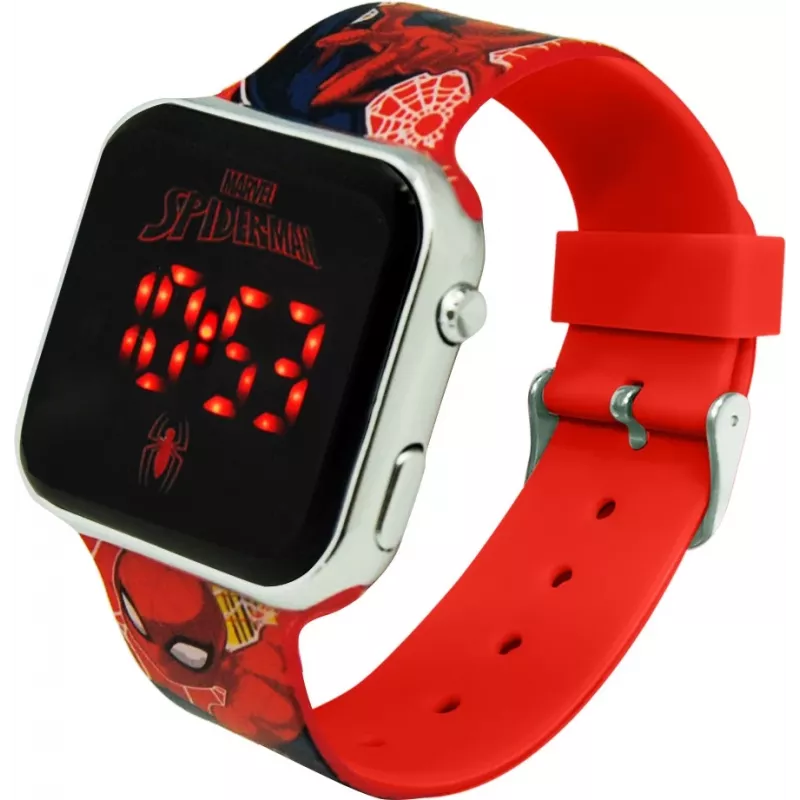 Relógio de pulso LED com calendário Spiderman