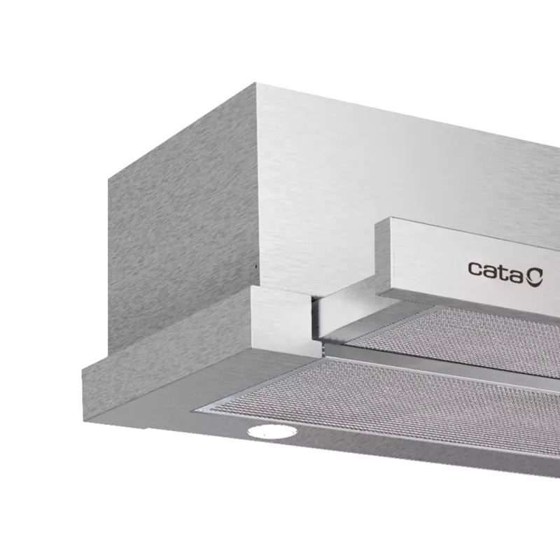 Exaustor de encastre CATA EXTENDER 600 — aço inoxidável, filtro de gordura de alumínio, 390 m³/h, 440 mm de profundidade, controlo por botões