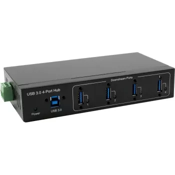 Hub USB 3.2 Exsys EX-11224HMVS — hub 4 portas Gen1 com cabo USB e conjunto de montagem em calha DIN