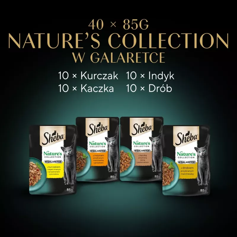 SHEBA Nature's Collection sabores de aves em geleia - alimento húmido para gatos - 40 x 85g