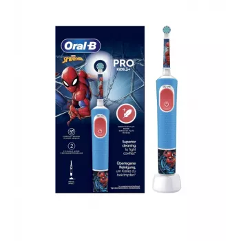 Escova de dentes elétrica Oral-B Vitality PRO Kids Spiderman, azul – escova de dentes elétrica infantil para uso diário