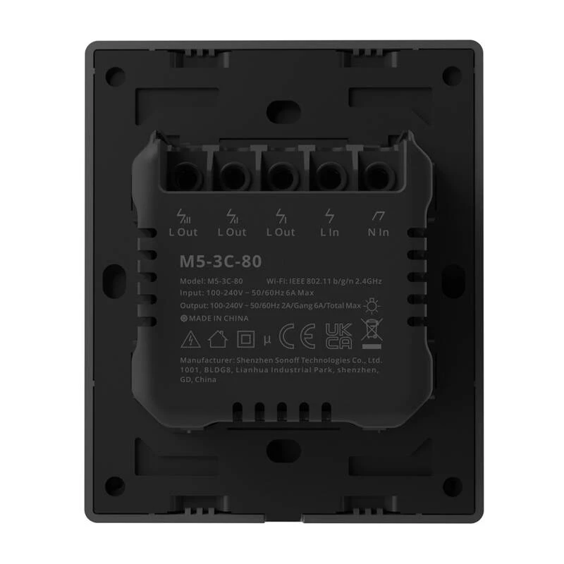 Interruptor de parede inteligente Wi-Fi Sonoff M5-3C-80 – 3 vias, interruptor inteligente de parede, modelo M5-3C-80