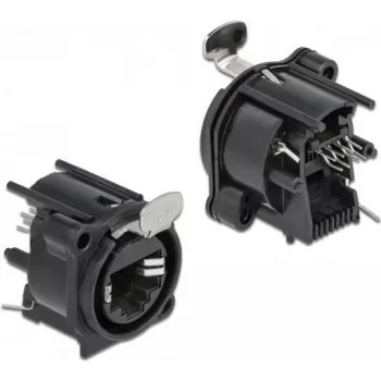 Módulo D-Type DeLOCK RJ45 fêmea para soldar preto fêmea 25 mm