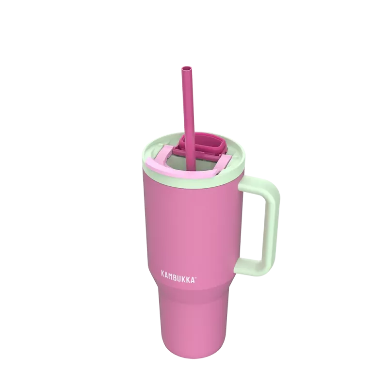 Copo térmico com palhinha telescópica Kambukka Rio Tumbler 950 ml Bubblegum Mint