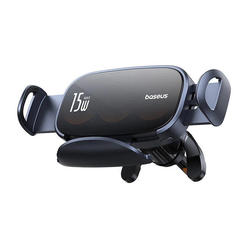 Baseus LightChaser BS-CM029 Suporte de telemóvel para automóvel com carregamento sem fios de 15 W para grelha de ventilação, preto