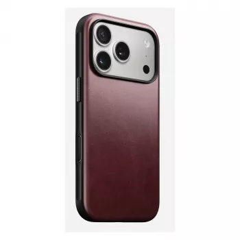 Capa para telemóvel Nomad Modern Leather Case para iPhone 17 Pro, pele + TPU + PC, compatível com ecrã de 16 cm (6,3 polegadas), bordô