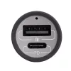 Carregador de automóvel GaN Akyga AK-CH-26 12/24 V, 100 W, USB-C PD 3.0 + USB-A QC 3.0, cinzento