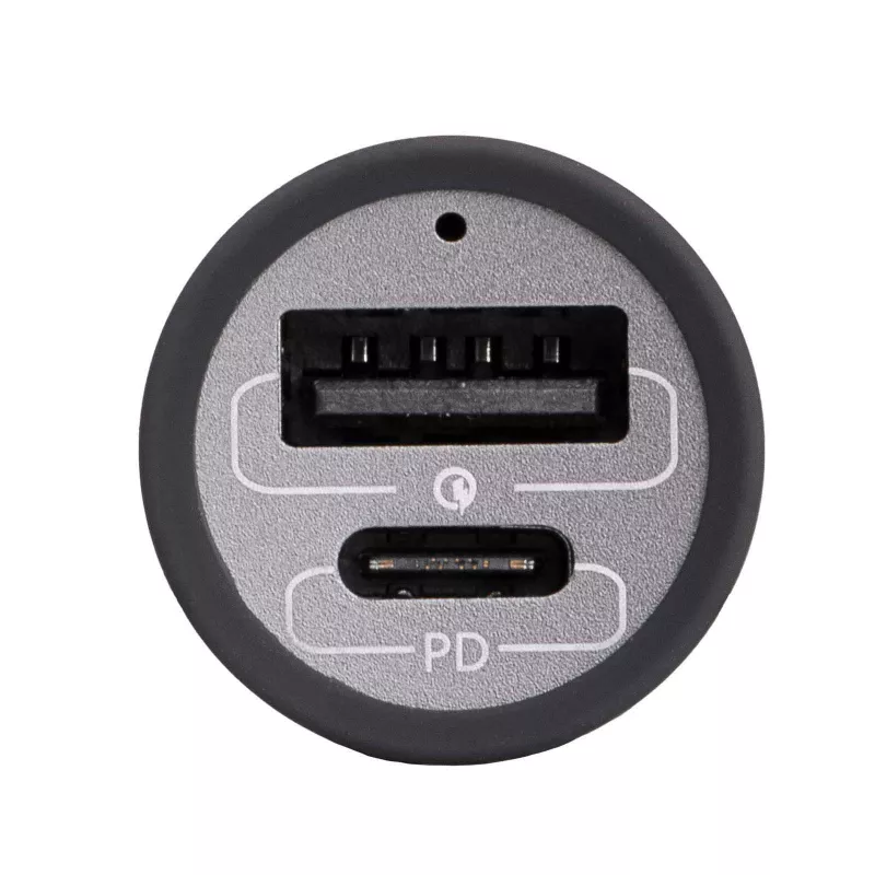 Carregador de automóvel GaN Akyga AK-CH-26 12/24 V, 100 W, USB-C PD 3.0 + USB-A QC 3.0, cinzento