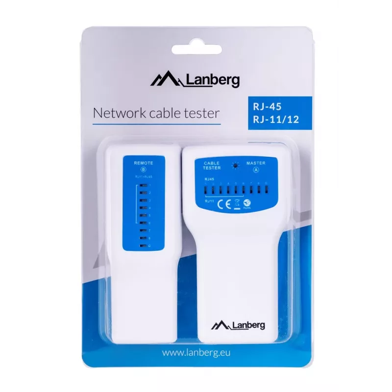 Lanberg NT-0402 testador de cabos de rede PoE, azul/branco