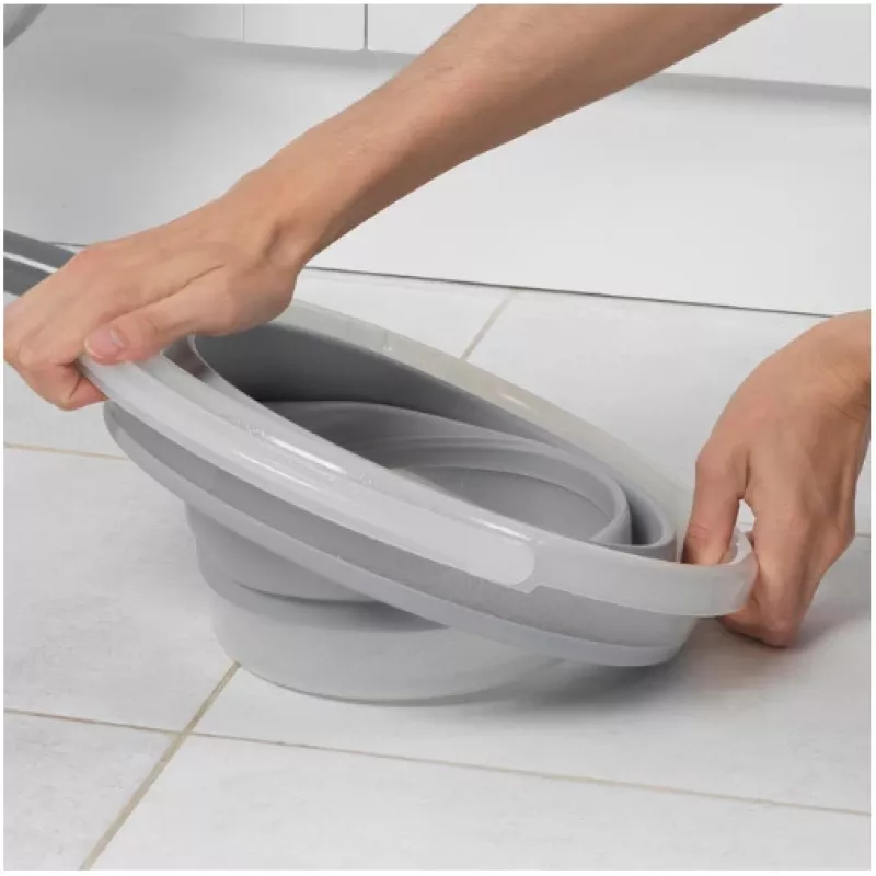 Balde dobrável Beldray LA084354GRYBEU7 10 L, corpo em silicone dobrável, design com brilho