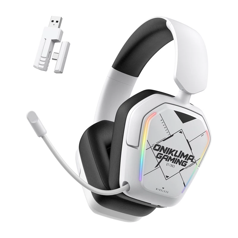 Headset com fios/sem fios Onikuma GT883 branco — ligação Bluetooth e por cabo, design over-ear