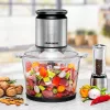 Picadora elétrica Rommelsbacher MZ 800, 800 W, taça de vidro de 2,7 L, 9 lâminas de aço inoxidável, regulação de 22 velocidades, preto aço inoxidável