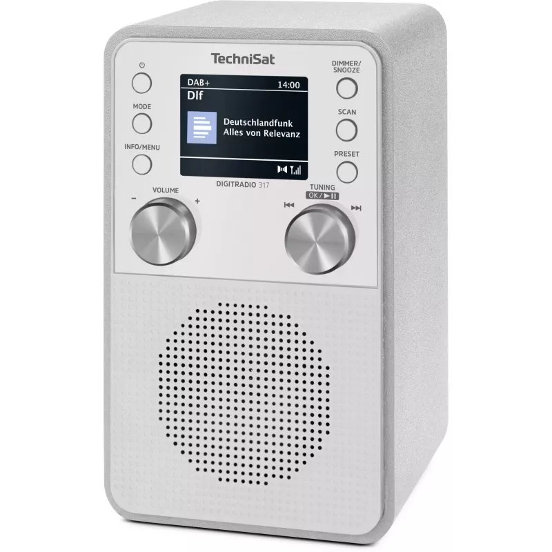 Rádio digital TECHNISAT DigitRadio 317 branco — receção FM e DAB+, design de mesa compacto