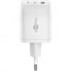 Carregador rápido USB-C Nano, PD, GaN, 65 Watt (branco, 1x USB-A, 2x USB-C PD, Charge 3.0)