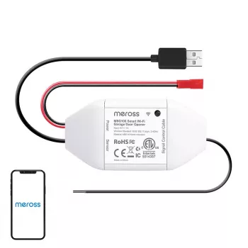 Interruptor inteligente para porta de garagem Meross MSG100HK compatível com HomeKit — controlo Wi-Fi para porta de garagem de folha única
