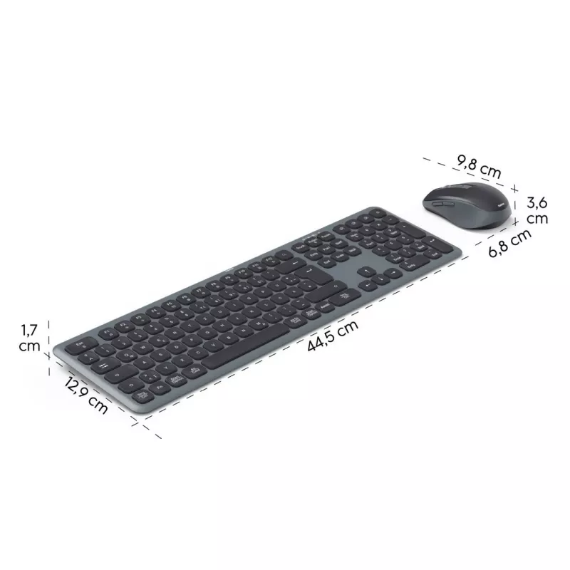 Conjunto de teclado e rato multi-dispositivo preto cinzento
