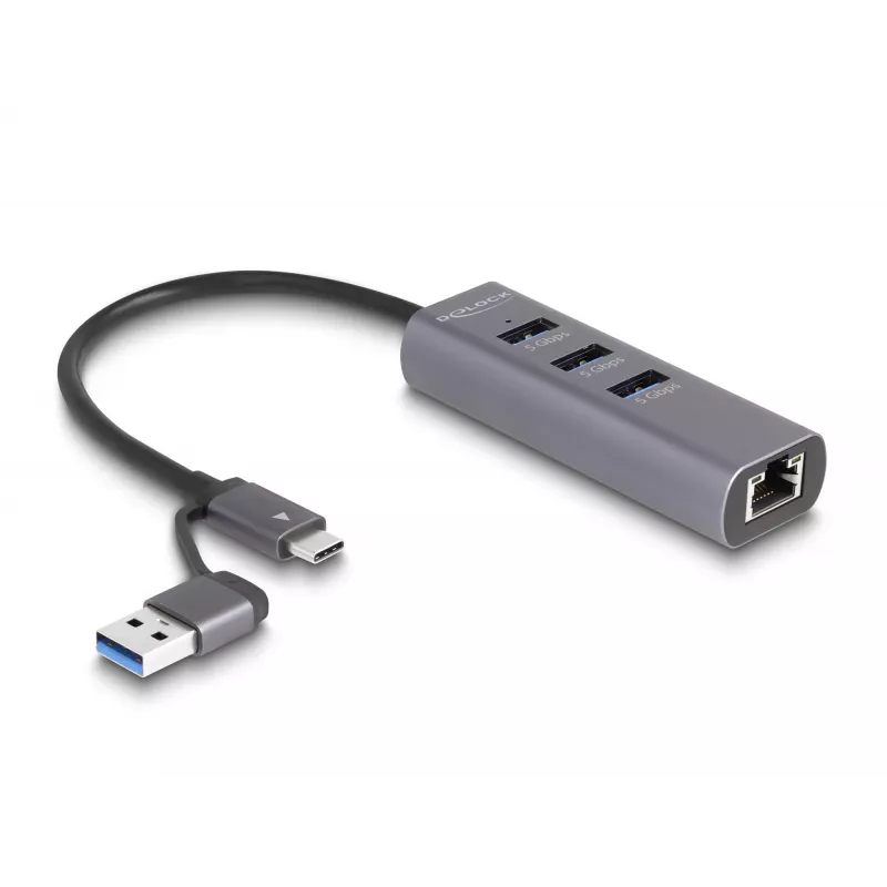 Estação de acoplamento e replicador de portas para portátil DeLOCK 64282 com fios USB 3.2 Gen 1 (3.1 Gen 1) Type-C cinzento (64282)