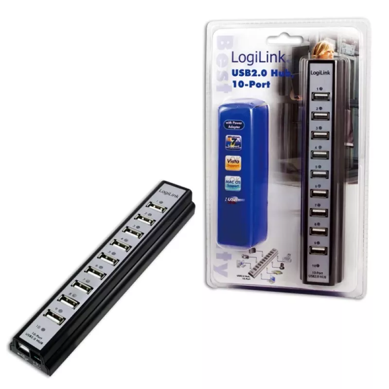 Hub USB LogiLink UA0096 480 Mbit/s preto