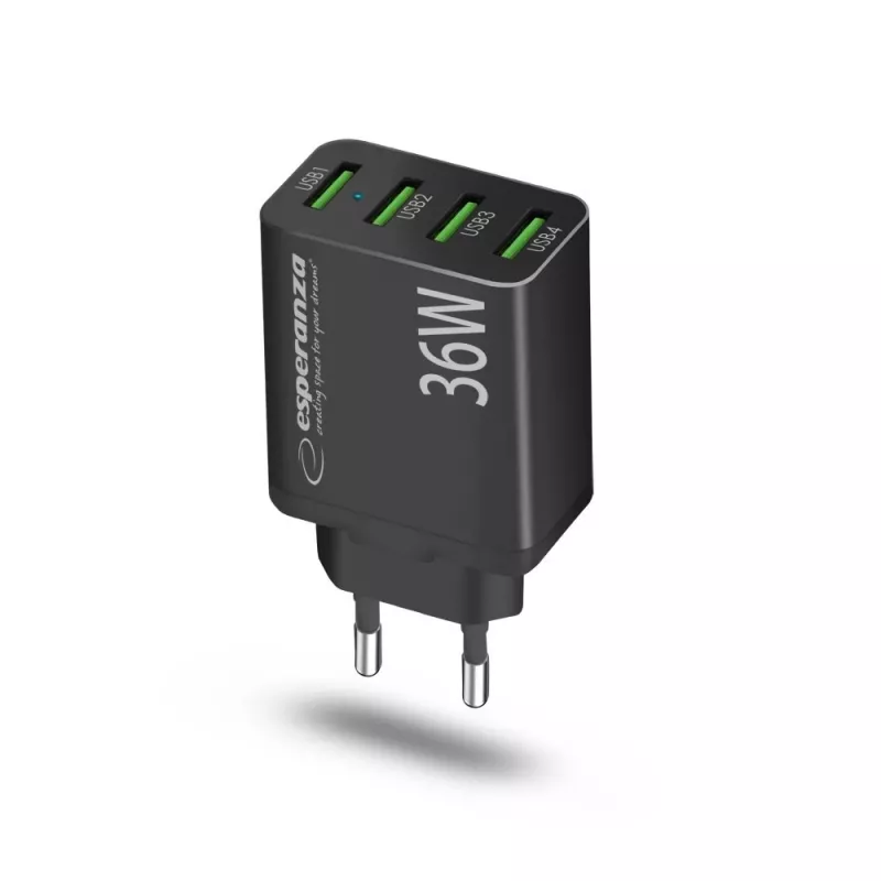 Carregador de parede Esperanza EZC107K 36W preto