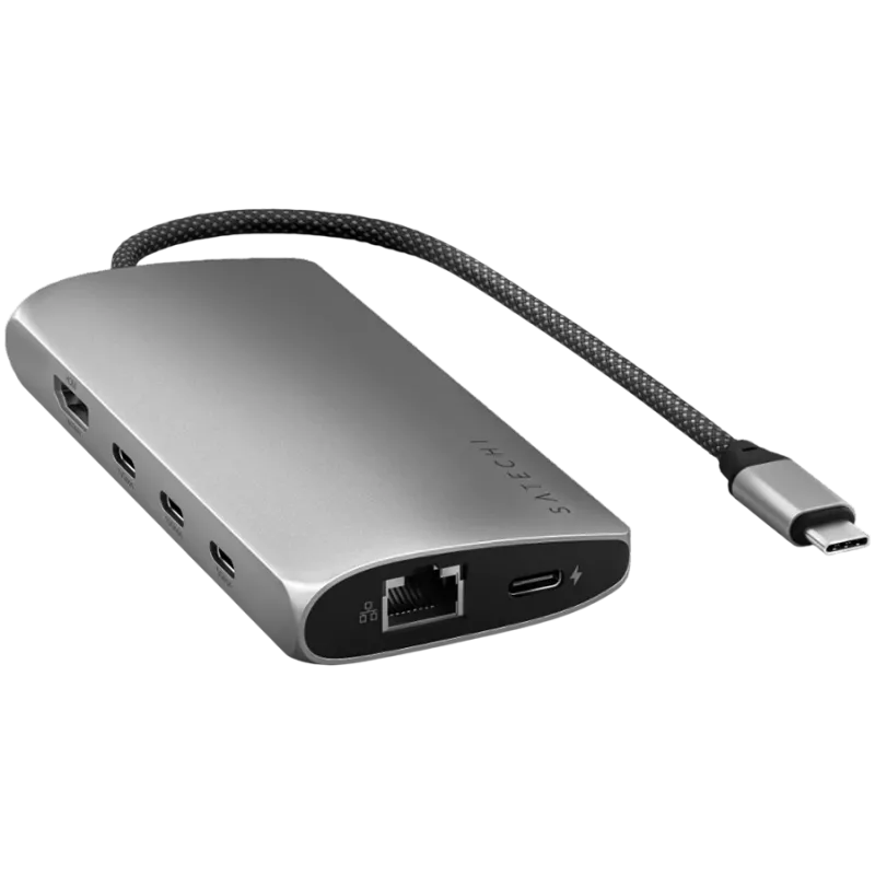Adaptador multiportas Satechi USB-C 8K com Ethernet V3 space grey (ST-P8KEM)