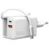 4smarts 541065 GaN Flex Jojo 65W carregador de parede, 2x USB-C PD + USB-A QC 3.0, cabo USB-C retrátil, 100-240V, branco