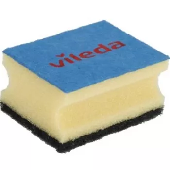 Esponja VILEDA retangular fibra, lavagem à mão, amarela/preta/azul, pack de 3