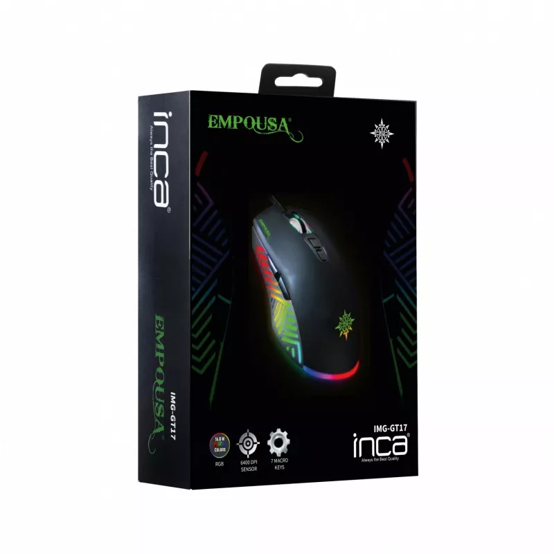 Rato gaming INCA IMG-GT17 6400 DPI. RGB. 7 botões. USB. SW retail