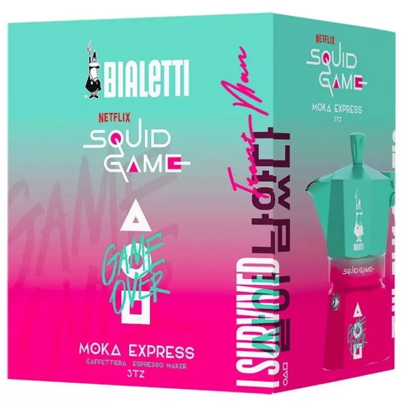 Bialetti Moka Express Squid Game coleção de cápsulas - azul rosa