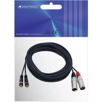 Cabo de áudio Omnitronic 3022522E 6 m 2 x XLR (3 pinos) 2 x RCA preto (3022522E)