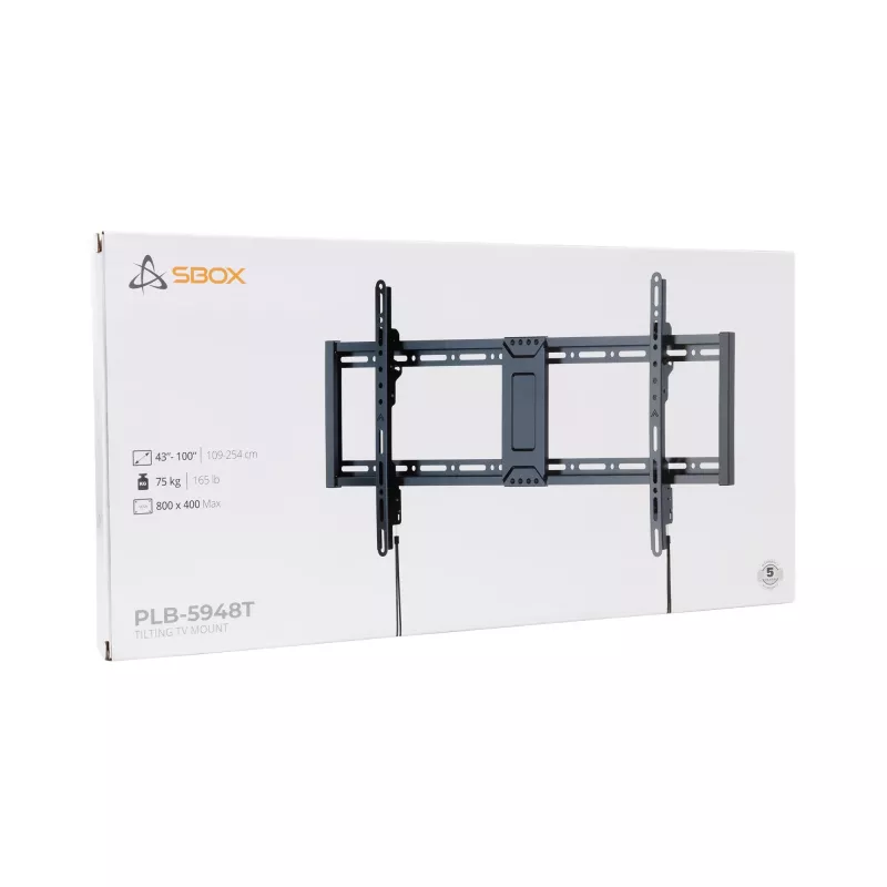 Suporte de parede para TV SBOX PLB-5948T-2 para ecrãs de 43–90 polegadas, carga máx. 75 kg, VESA até 800×400