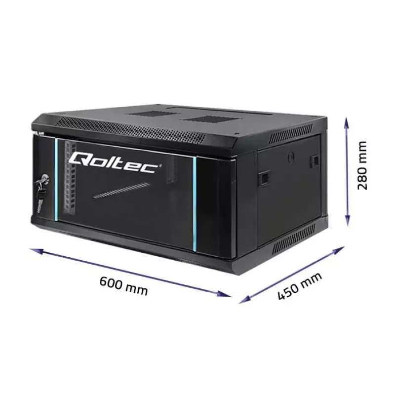 Armário rack 19 polegadas QOLTEC 54461, 4U, 600x280x450 mm