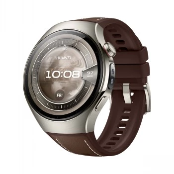 Huawei Watch 5 46 mm 55020EVY smartwatch, AMOLED de 1,5 polegadas 466x466, GPS, NFC, 4G LTE, titânio, prateado/castanho