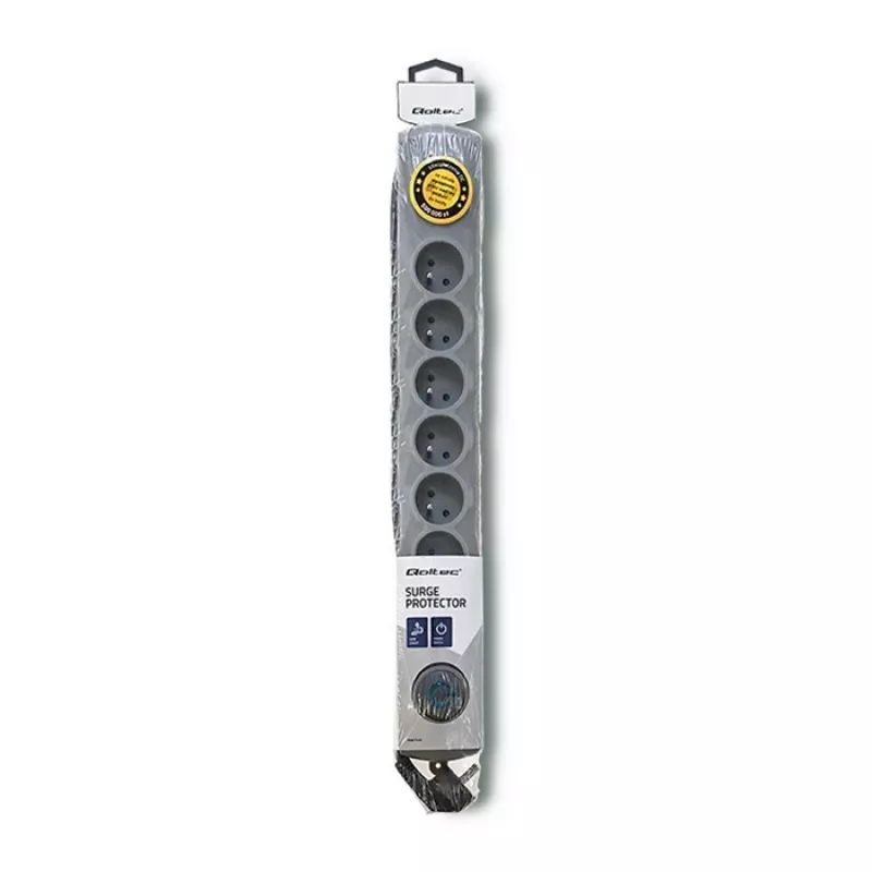 50168 Proteção contra sobretensões 8 saídas Schuko 230 V 3 m cinzento - régua de proteção contra sobretensões (8 tomadas Schuko, tipo F, 230 V, 50 Hz - Qoltec