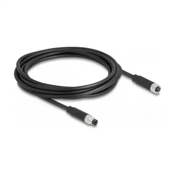 DeLOCK cabo M8 de 4 polos codificação A ficha macho para conector fêmea PUR TPU 3 m