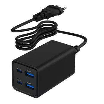 Gembird TA-UC-2A2C-PD65-01-BK Carregador para dispositivos móveis portátil, smartphone preto AC carregamento rápido interior