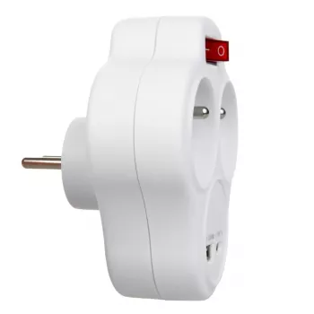 Adaptador elétrico duplo MACLEAN MCE336E com 2 portas USB, Type E