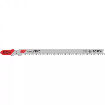 Bosch T 302 H Clean for PVC lâmina para serra tico-tico, 132 mm, profundidade de corte máx. 65 mm, 5 unid.