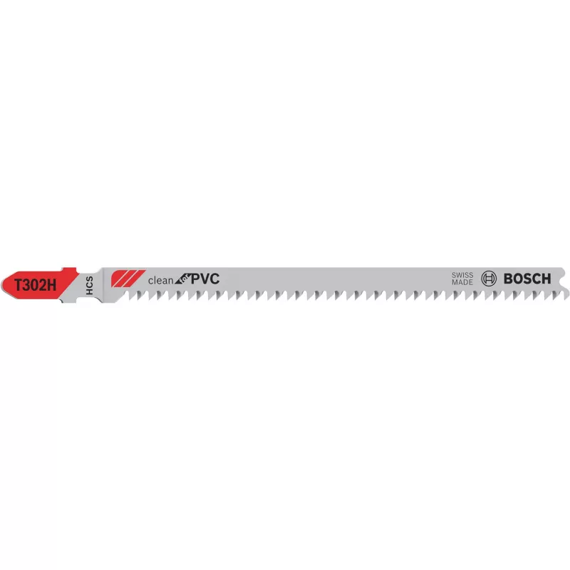Bosch T 302 H Clean for PVC lâmina para serra tico-tico, 132 mm, profundidade de corte máx. 65 mm, 5 unid.