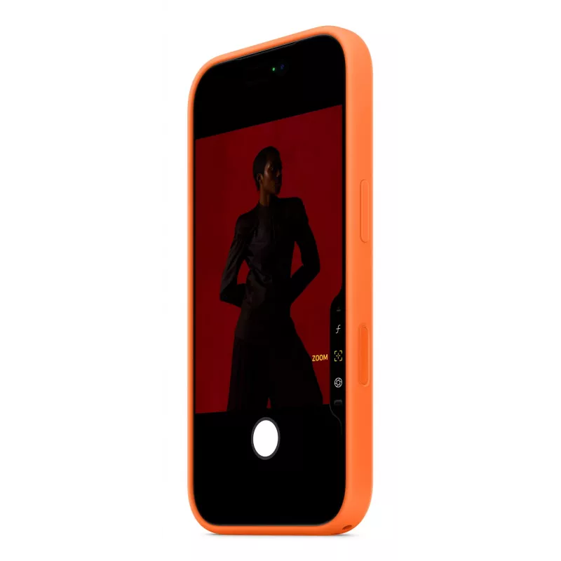 Capa de silicone Apple iPhone 17 Pro MagSafe laranja