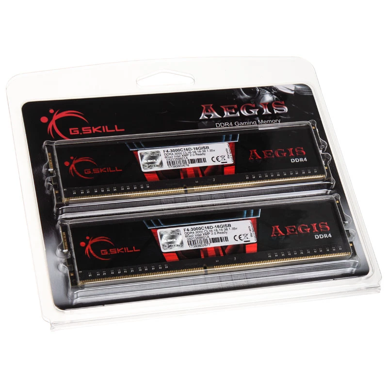 DIMM 16 GB DDR4-3000 (2x 8 GB) Dual-Kit, memória RAM preta, F4-3000C16D-16GISB, Aegis, INTEL XMP