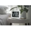 Muse M-090 WMC relógio digital de parede/mesa com alarme, ecrã LCD grande com retroiluminação automática, temperatura e humidade interiores, calendário, retangular, branco