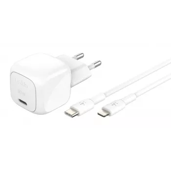Carregador USB-C 30W Belkin WCA008KQ1MWH-B5 PD PPS, fonte de alimentação compacta para telefones e tablets