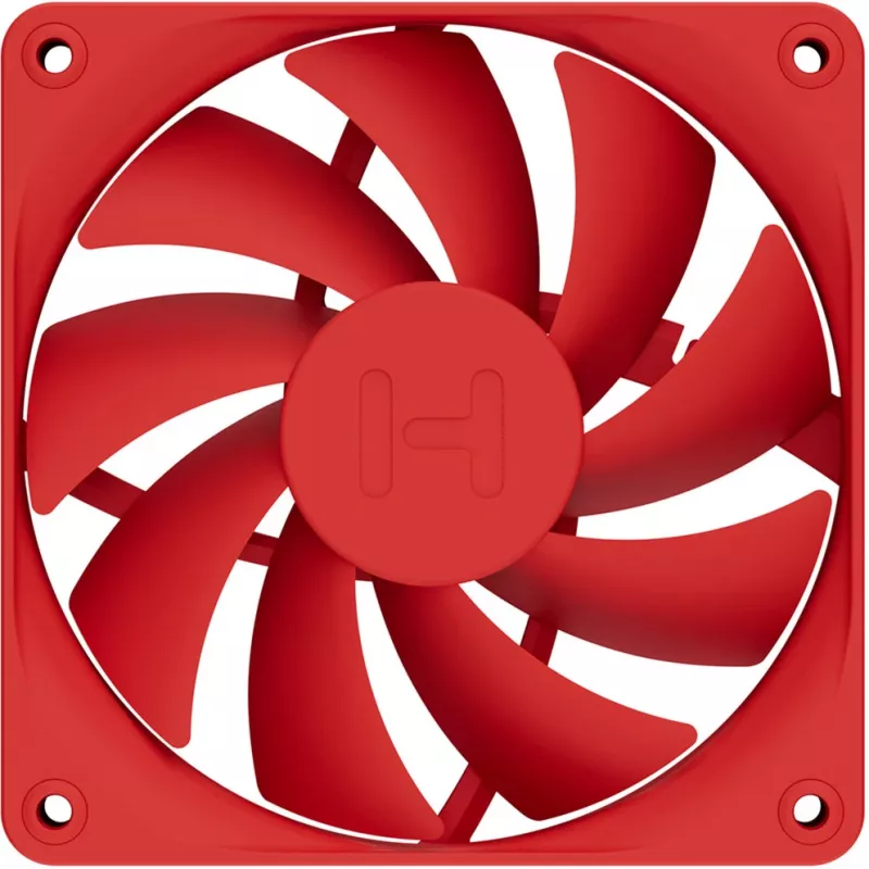 Ventoinha de refrigeração para computador HYTE FA12-RR-4 120 mm, 1500 rpm, 72 m³/h, 1,6 mmH2O, rolamento fluido dinâmico, vermelho, pack de 4