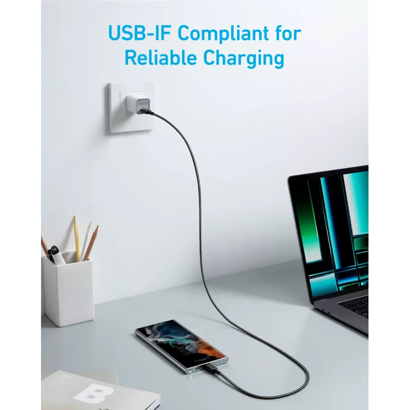 Cabo USB Anker 322 0,9 m USB-C preto
